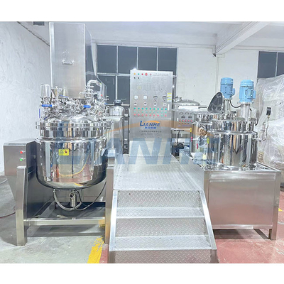 O misturador alto de creme cosmético 200L do emulsivo da tesoura cozinha o controle do PLC do aquecimento