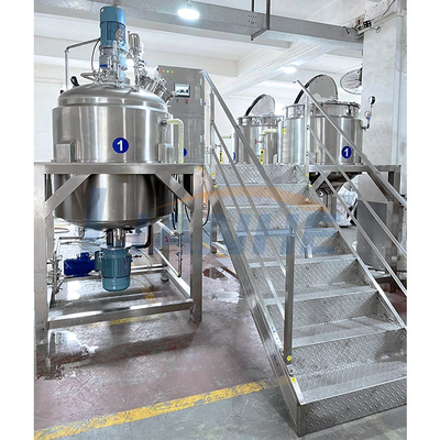tanque de mistura da loção alta cosmética do corpo da tesoura do emulsivo do vácuo do champô do creme do misturador 1000L